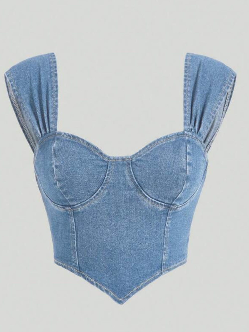 SHEIN Denim Bustier Crop Top - Blue- size small